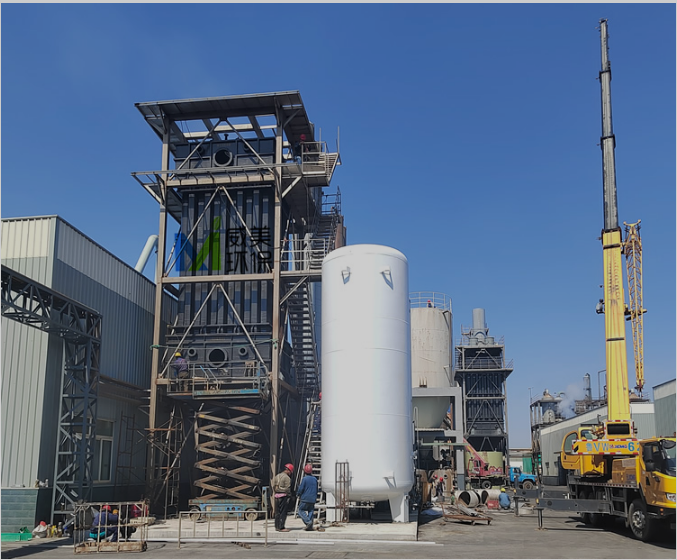 Installation of wet electrostatic precipitator for sodium bicarbonate exhaust gas treatment is in progress.